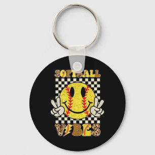Chaveiro Vibrações de Softball Softball Retro Groovy Dia de