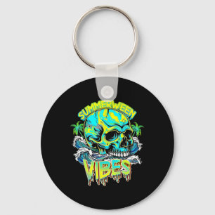 Chaveiro Vibrações de Summerween Caveira Terror Praia Olá V