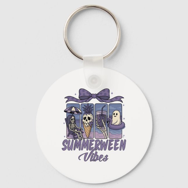 Chaveiro Vibrações de Summerween Esqueleto Fantasma Festa n (Frente)