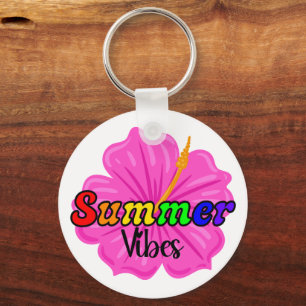 Chaveiro Vibrações de Verão Arco-íris Tropical Floral Org