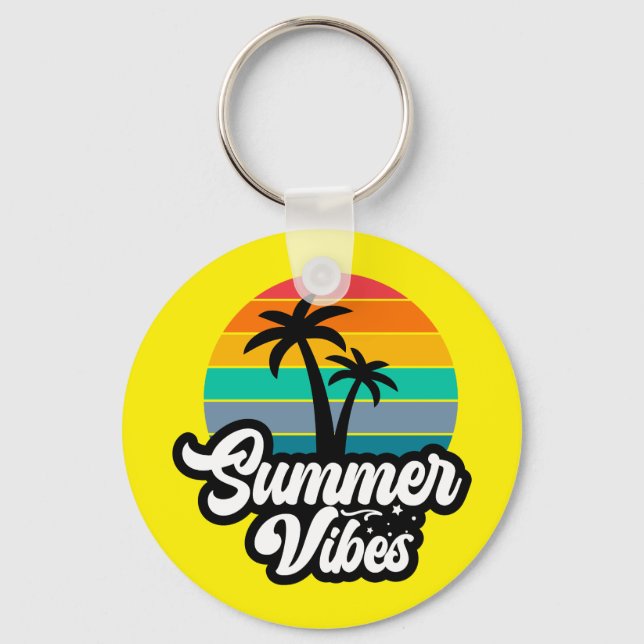 Chaveiro Vibrações de Verão com Design de Palmeiras (Frente)