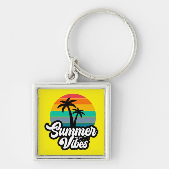 Chaveiro Vibrações de Verão com Design de Palmeiras (Frente)