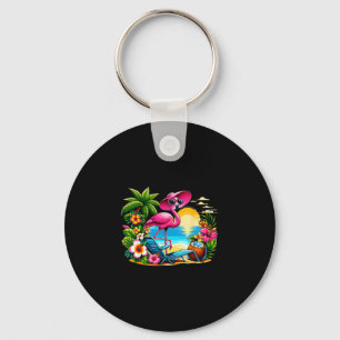 Chaveiro Vibrações de verão flamingo rosa praia palmeira ve