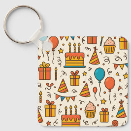 Chaveiro Vibrant Birthday Party Seamless Pattern