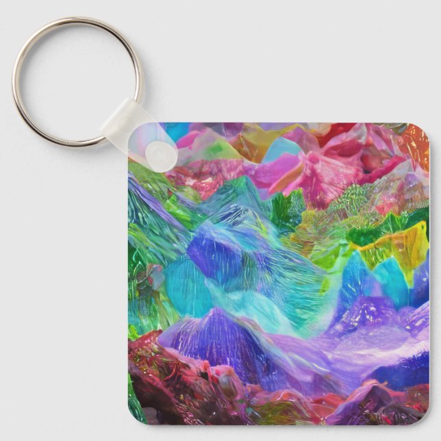 Chaveiro Vibrant Crystal Mountain Abstrato (Frente)
