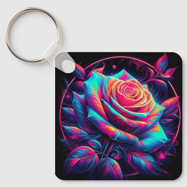 Chaveiro Vibrant Neon Rose (Frente)