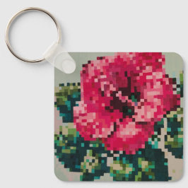 Chaveiro Vibrant pink hibiscus pixel art