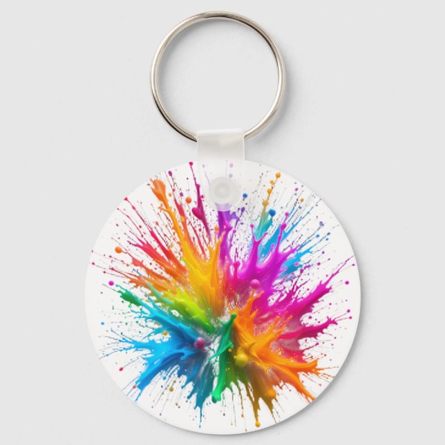 Chaveiro Vibrant Rainbow Paint Splatter Explosion (Frente)