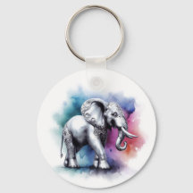 Vibrant Silver Elephant Watercolor