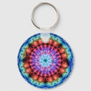 Chaveiro Vibrant Tie Dye Kaleidoscope Rainbow Mandala
