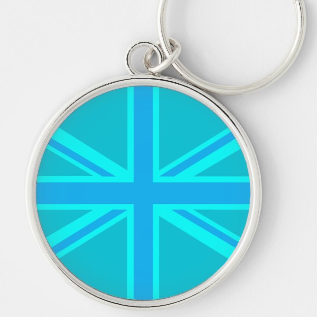 Chaveiro Vibrant Turquoise Union Jack British Flag (Frente)