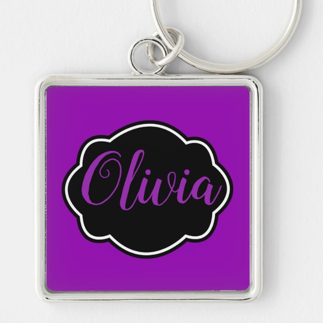Chaveiro Vibrante, Bold Fuchsia Roxo Personalizado (Frente)
