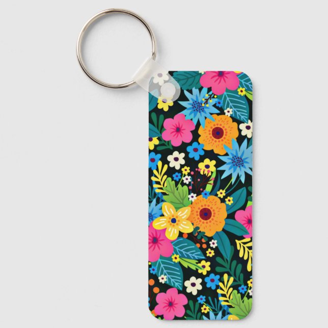 Chaveiro Vibrantes Flores Ditsy Padrão Floral Design-43785 (Frente)