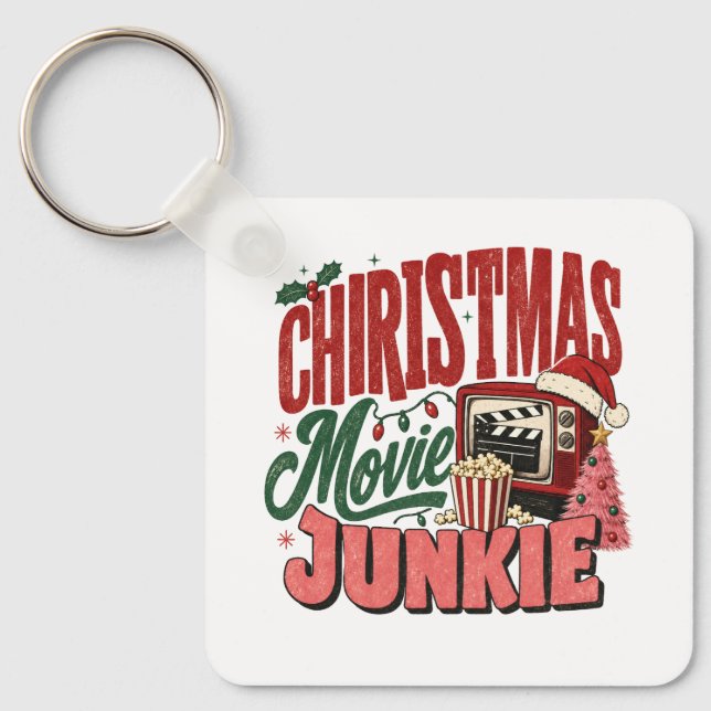 Chaveiro Viciado em Filmes de Natal Retrô (Frente)