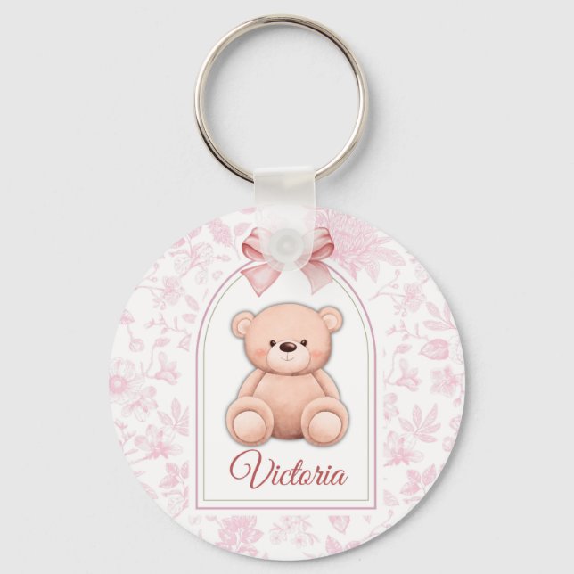 Chaveiro Victoria | Design de Enfermeiro de Urso Rosa Perso (Frente)
