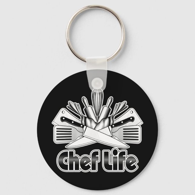 Chaveiro Vida de chef: Utensílios de cozinha (Frente)