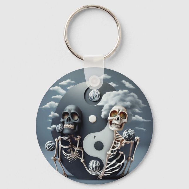 Chaveiro Vida e morte, Halloween Yin Yang Skeleton (Frente)