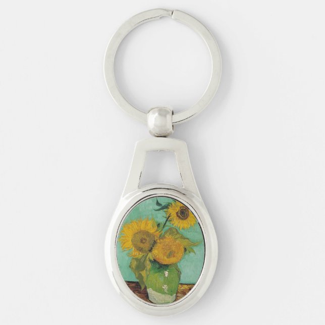 Chaveiro Vida Estática - Vaso com Três Girassóis. Van Gogh (Frente)