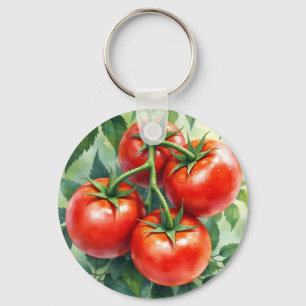 Chaveiro Videira de Tomate Madura Aquarela Fresca