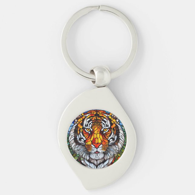 Chaveiro Vidro colorido de tigre (Frente)