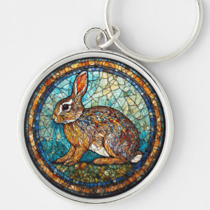 Chaveiro Vidro Manchado Decorativo de Coelho