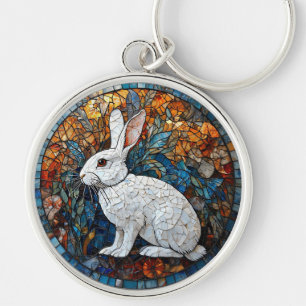 Chaveiro Vidro Manchado Decorativo de Coelho