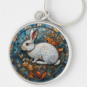 Chaveiro Vidro Manchado Decorativo de Coelho