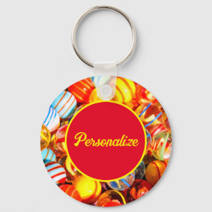 Chaveiro Vidros de vidro vintage colorido da antiga escola