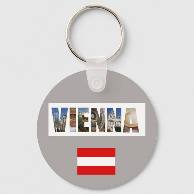 Chaveiro Viena Áustria Bandeira Viagem Fotografias (Frente)