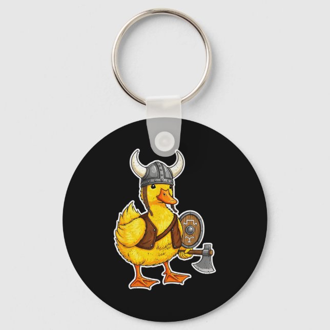 Chaveiro Viking Duck Funny Warrior Design  (Frente)