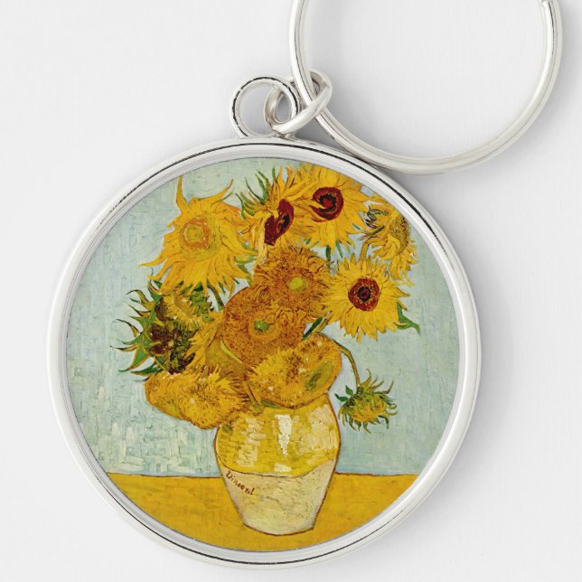 Chaveiro Vincent Van Gogh 12 Girassóis Impressionista (Frente)