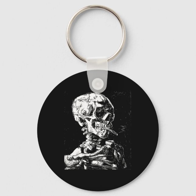 Chaveiro Vincent Van Gogh Skull Com Cigarro Skeleton Hal (Frente)