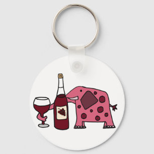 Chaveiro Vinho de Bebendo Elefante Rosa
