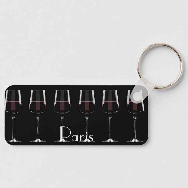 Chaveiro Vinhos com vinho tinto em preto (Frente)
