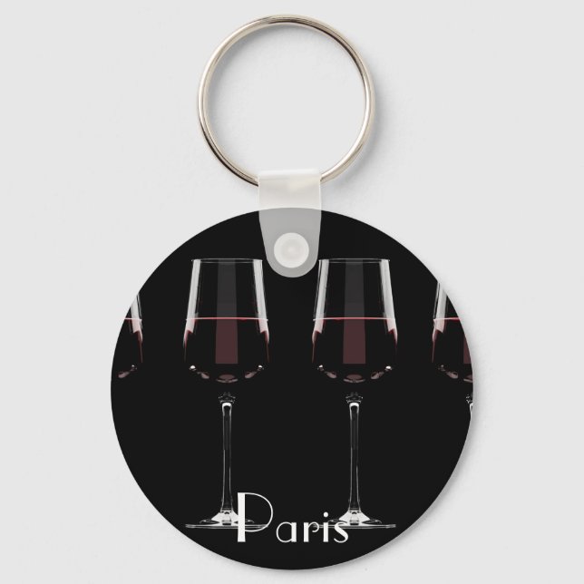 Chaveiro Vinhos com vinho tinto em preto (Frente)
