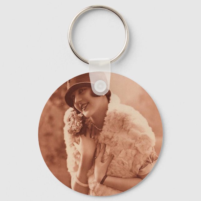 Chaveiro Vintage 1920 Flapper Girl (Frente)