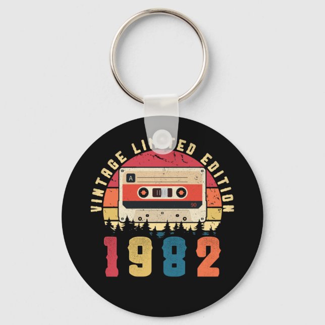 Chaveiro Vintage 1982 Aniversário de fita cassete (Frente)