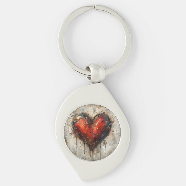 Chaveiro Vintage Abstract Hearts - Metal Keychain  (Frente)