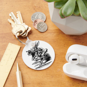 Chaveiro Vintage Alice no País das Maravilhas Coelho Branco
