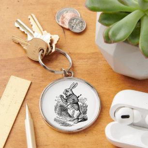 Chaveiro Vintage Alice no País das Maravilhas, relógio do c