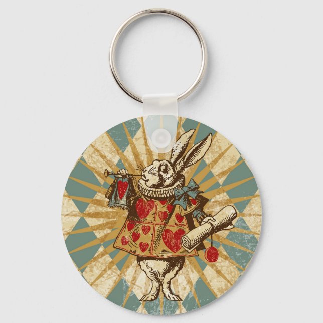 Chaveiro Vintage Alice White Rabbit (Frente)
