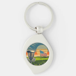 Chaveiro Vintage American Flag Disk Golf Vintage Sun