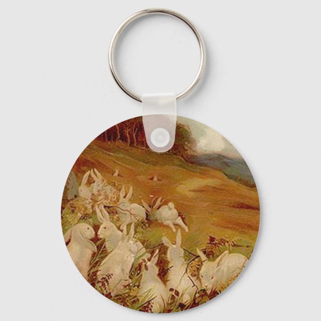 Chaveiro Vintage Animais Fofos Páscoa | Coelho (Frente)