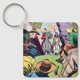 Chaveiro Vintage Antiga Cena de BD Ocidental