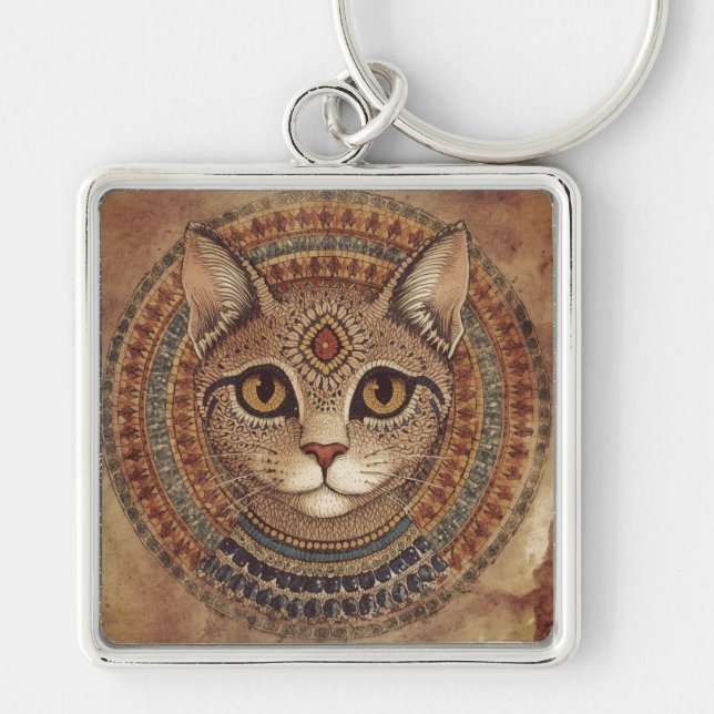 Chaveiro Vintage, Antique Cat, Ancient Greece Style (Frente)