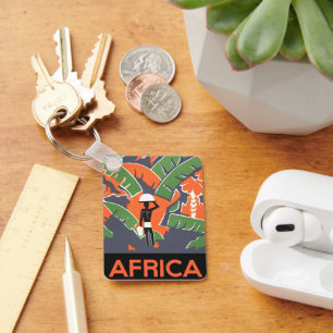 Chaveiro Vintage Art Deco Viagem, Nativo na Selva Africana