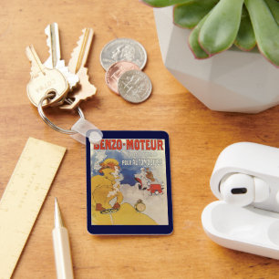 Chaveiro Vintage Art Nouveau, Carro Antiquado Convertível P