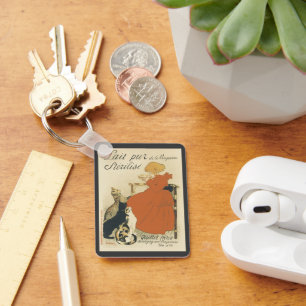 Chaveiro Vintage Art Nouveau Vitoriano, Menina com Gatos Le