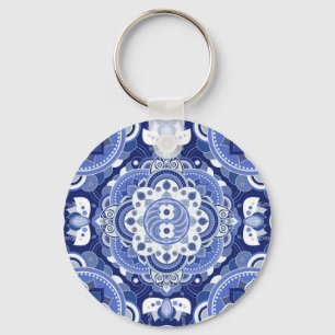 Chaveiro Vintage azul geométrico, ornamento indiano.