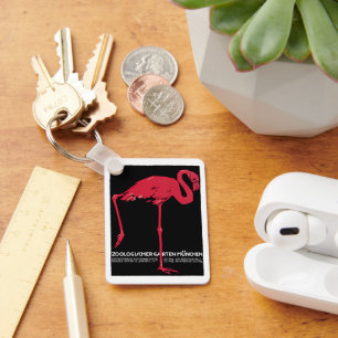 Chaveiro Vintage Bird Pink Flamingo no Zoo Alemão de Muniq